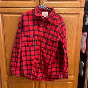 Filson Red and Black Plaid Casual Button Down Shirt